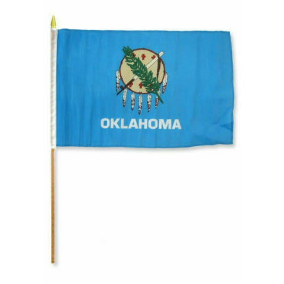 12x18 12"x18" State of Oklahoma Stick Flag wood Staff