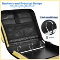 thumbnail image 4 of Zipper Binder with Shoulder Strap 2 inch 3 Ring Waterproof File Folder Organizer Bag 500 Sheet Yellow Flashing Pattern, 4 of 8