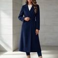 thumbnail image 4 of Trikvn Long Wool Blend Pea Coat for Women Notched Lapel Belted Waist Double Breasted Long Sleeve Elegant Overcoat with Pockets Winter Dressy S-3XL, 4 of 6