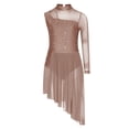 thumbnail image 2 of SiiRoh Kids Girls Sparkly Lyrical Dance Dress High Low Skirted Leotard Modern Contemporary Dancewear Dusty Pink 8, 2 of 6