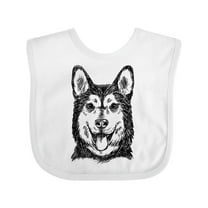 Inktastic Siberian Husky Sketch Portrait Boys or Girls Baby Bib