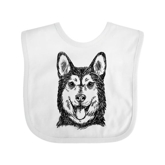 Inktastic Siberian Husky Sketch Portrait Boys or Girls Baby Bib