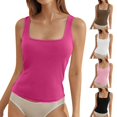 thumbnail image 2 of Womens Square Neck Solid Color Tank Tops Sleeveless Slim Fit Shirts Summer Cropped Tee Tanks, 2 of 7