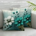 thumbnail image 3 of JEUXUS Throw Pillow Cover Short Plush Farm Teal Daisy Floral Flowers Butterfly on Country Wooden Cozy White, 3 of 5