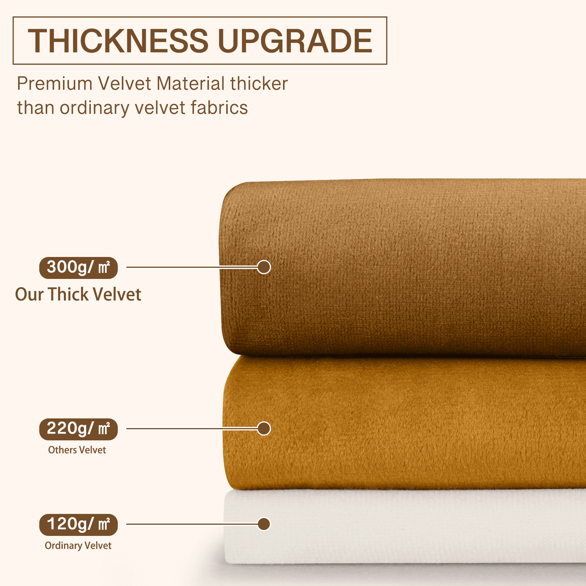 StangH 108 inches Long Gold Brown Velvet Curtains for Bedroom Windows, Thermal Insulated Light Blocking Room Divider Curtains for Sliding Door/Office, W52 x L108, 2 Panels