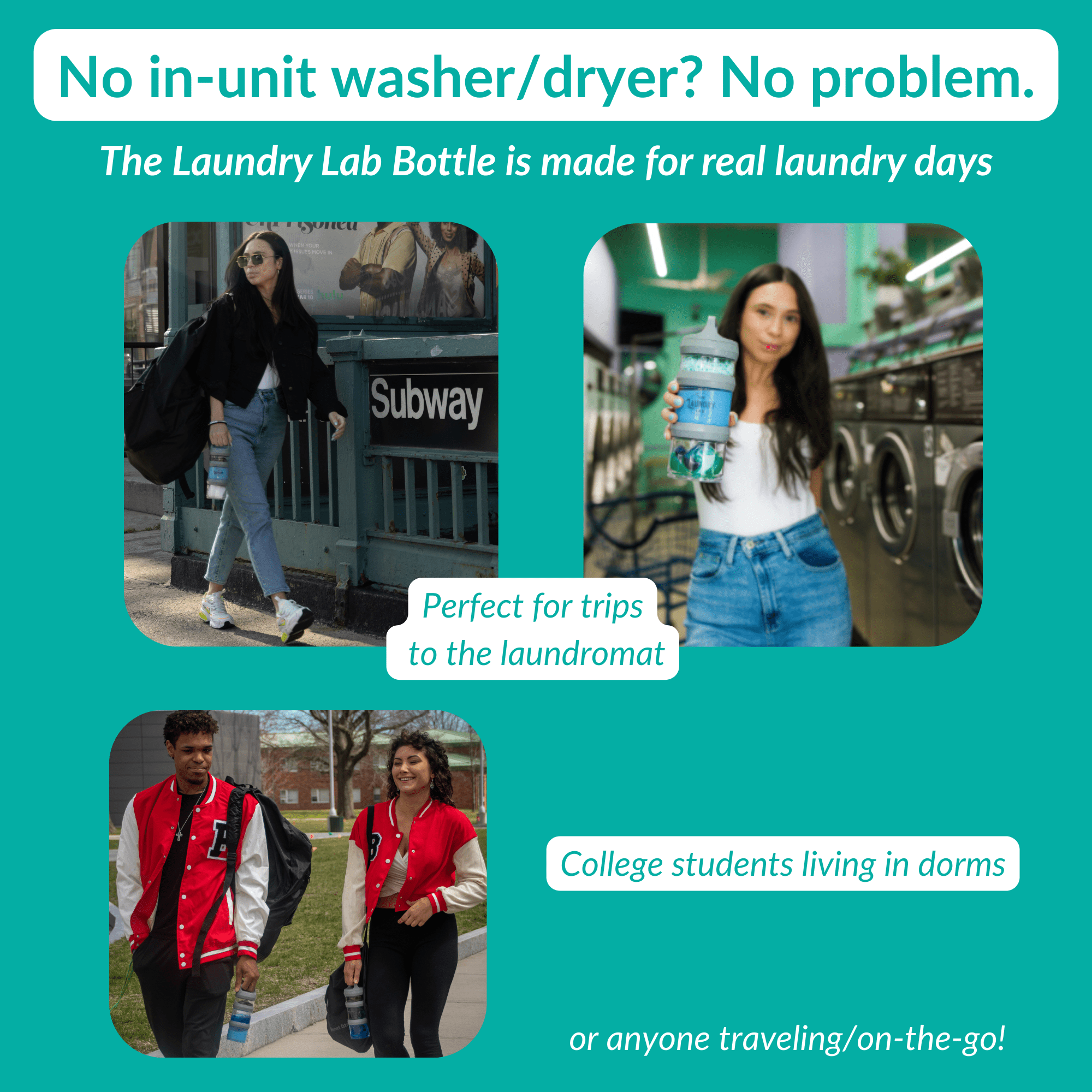 The Laundry Lab Bottle (Small Laundry Detergent Bottle – Best for Dorms, Apartments, Laundromats & Laundry Rooms)
