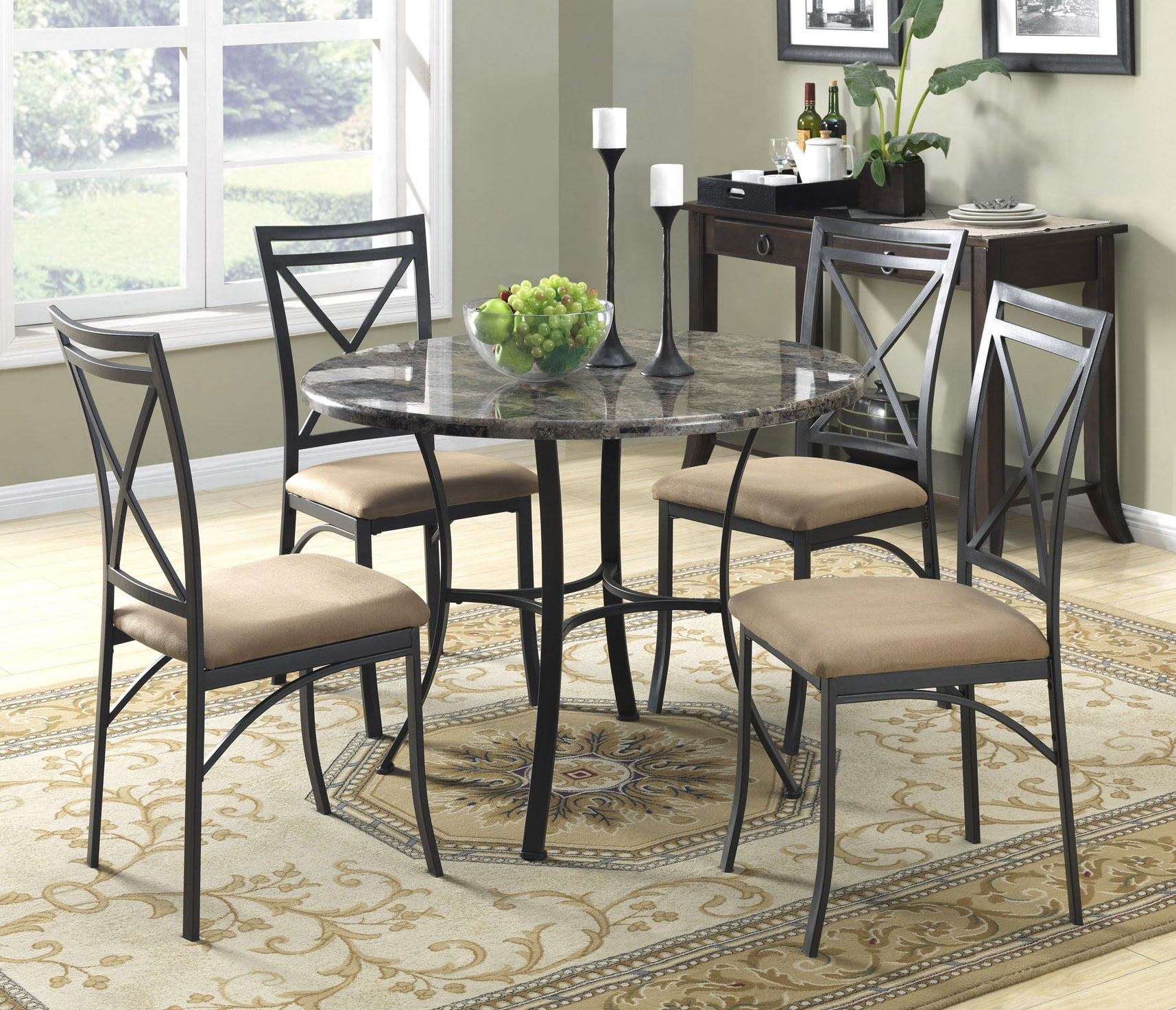 mainstays 5piece faux marble top dining set