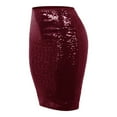 thumbnail image 4 of vigerkar Glitter Sequin Skirt for Women High Waist Stretch Bodycon Skirts Concert Party Sparkly Knee Length Wrap Midi Skirt (Wine, S), 4 of 5
