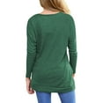 thumbnail image 5 of SHIBEVER Fall Long Sleeve T Shirts for Women Casual Fashion V Neck Tunics Tops Cute Blouses Side Buttons Tops Green Blouse Size XXL, 5 of 5