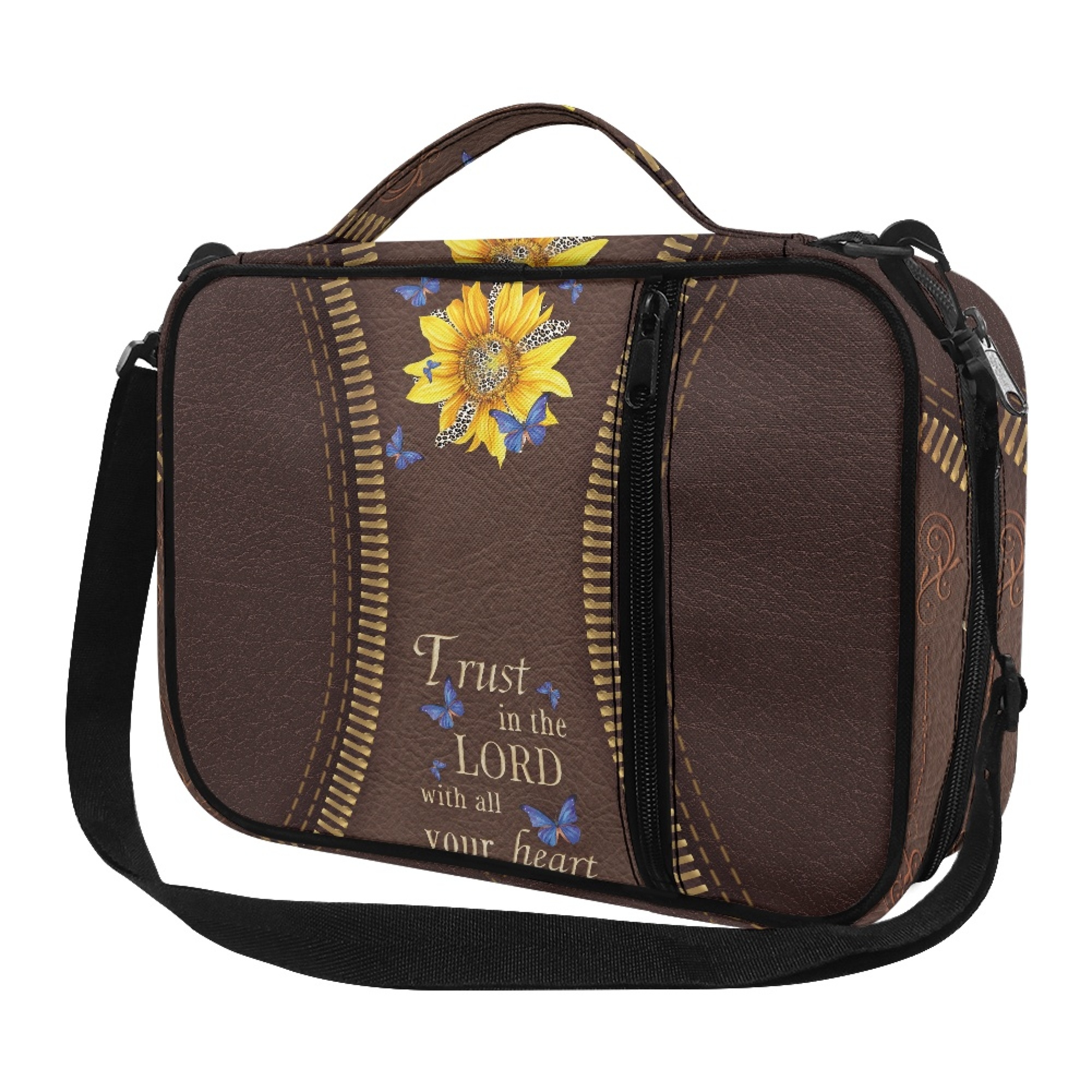 JINMUZAO Leather Style Bible Bag Zipper Bible Cases Adjustable Shoulder