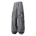 thumbnail image 3 of Rrxhxhs Cargo Pants for Men Fall Winter Solid Color Corduroy Drawstring Elastic Waist Loose Casual Joggers with Flap Pockets,2XL, 3 of 9