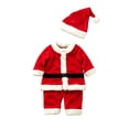 thumbnail image 2 of Kids Red Velvet Christmas Set Long Sleeve Round Neck Joyful Celebration Holiday Outfit for Boys and Girls, 2 of 8