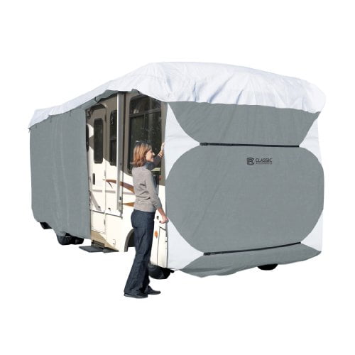 Grey Fits 30-33 Travel Trailer or Toy Hauler XGear Outdoors Travel Trailer RV Cover with 3-Ply Roof for Max Weather Protection