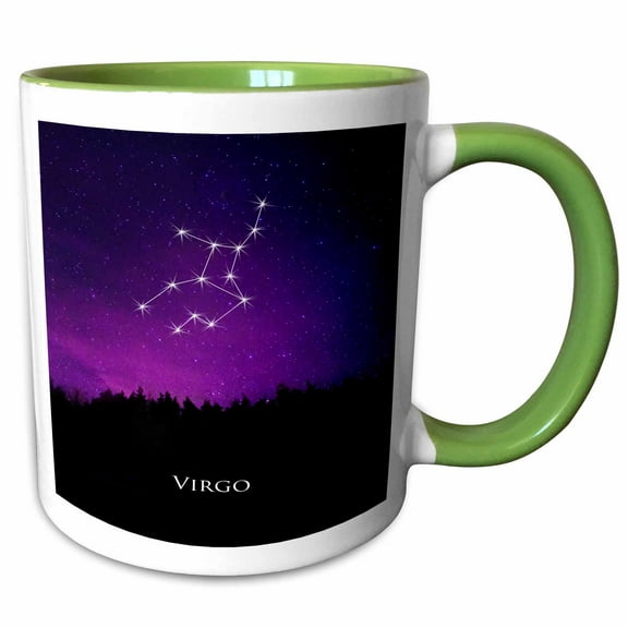 3drose, Virgo Constellation Night Sky Astrology Symbol Zodiac Horoscope Sign, 15oz Two-tone Green Mug