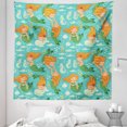 thumbnail image 1 of Mermaid Tapestry, Underwater World Little Mermaid Girls Friends Seahorse Fish Shells, Fabric Wall Hanging Decor for Bedroom Living Room Dorm, 5 Sizes, Turquoise Marigold Green, by Ambesonne, 1 of 1