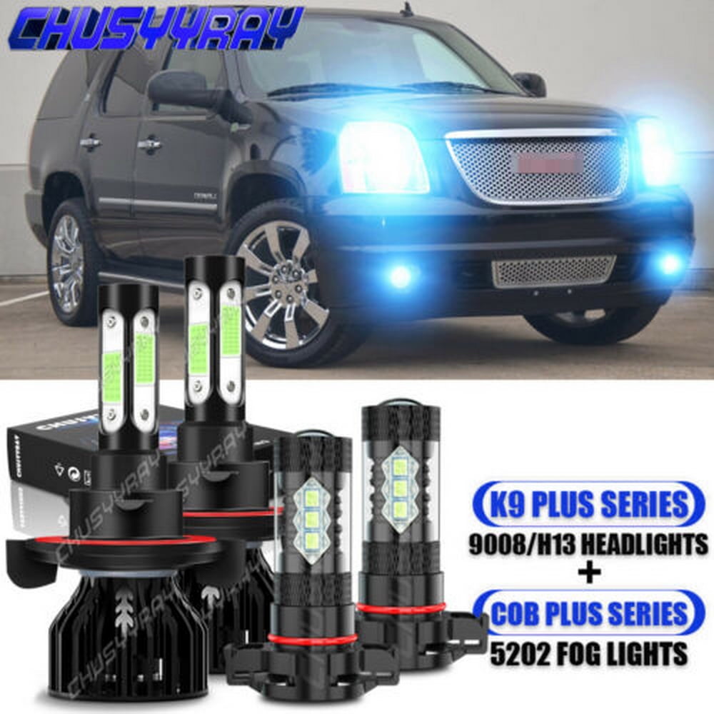 For 20072013 Gmc Yukon Denali 6K LED Headlight Lamps High Low Fog