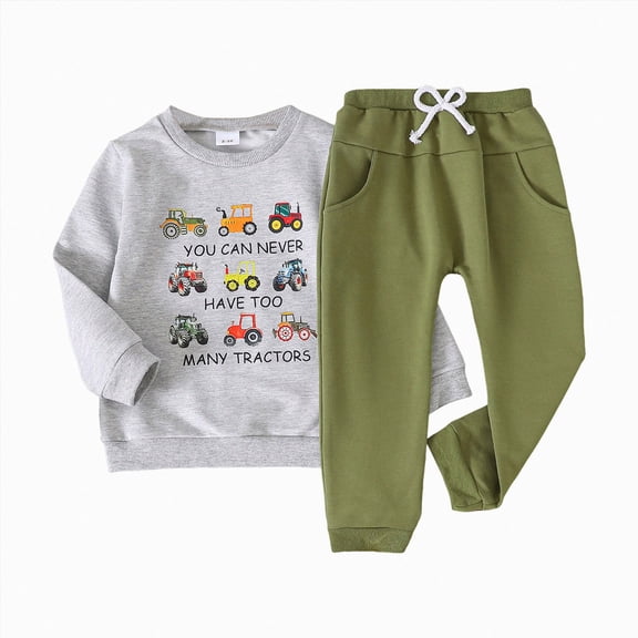 UAYOTSE Toddler Boy Clothes Baby Boys Fall Winter Outfits Long Sleeve Patchwork Sweatshirt Pants Set,Sizes 18-24 Months