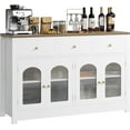 thumbnail image 4 of Hetoy Farmhouse Large Buffet Sideboard Cabinet with 4 Doors 3 Drawers Adjustable Shelves 55 Inch White, 4 of 6