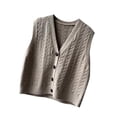 thumbnail image 4 of Chaleco de punto Ropa deportiva moderna Camisetas sin mangas Estilo vintage Suéter de exterior para mujer Longitud 53cm, 4 of 8