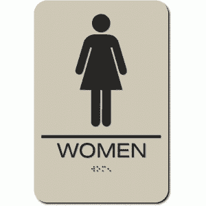 

WOMEN Restroom Sign - Styrene-Taupe / Black (2 Units)