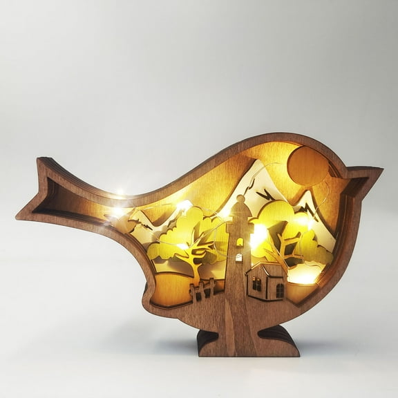 HaCpiu Easter Wood Bird Table Decor, 7" Spring Lighted Bird Table Centerpiece, Table Top for Home, Party, Office & Home Decoration Table Top Desk