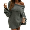 thumbnail image 1 of Women'S Off the Shoulder Sweater Oversized Batwing Sleeve Loose Pullover Sweaters Tops Flower Gray L, 1 of 9
