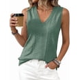 thumbnail image 3 of BTFBM Womens Tank Tops Summer Eyelet Crossed V Neck Sleeveless Casual Loose Fit Basic Spring Top Vacation Outfits, 3 of 7