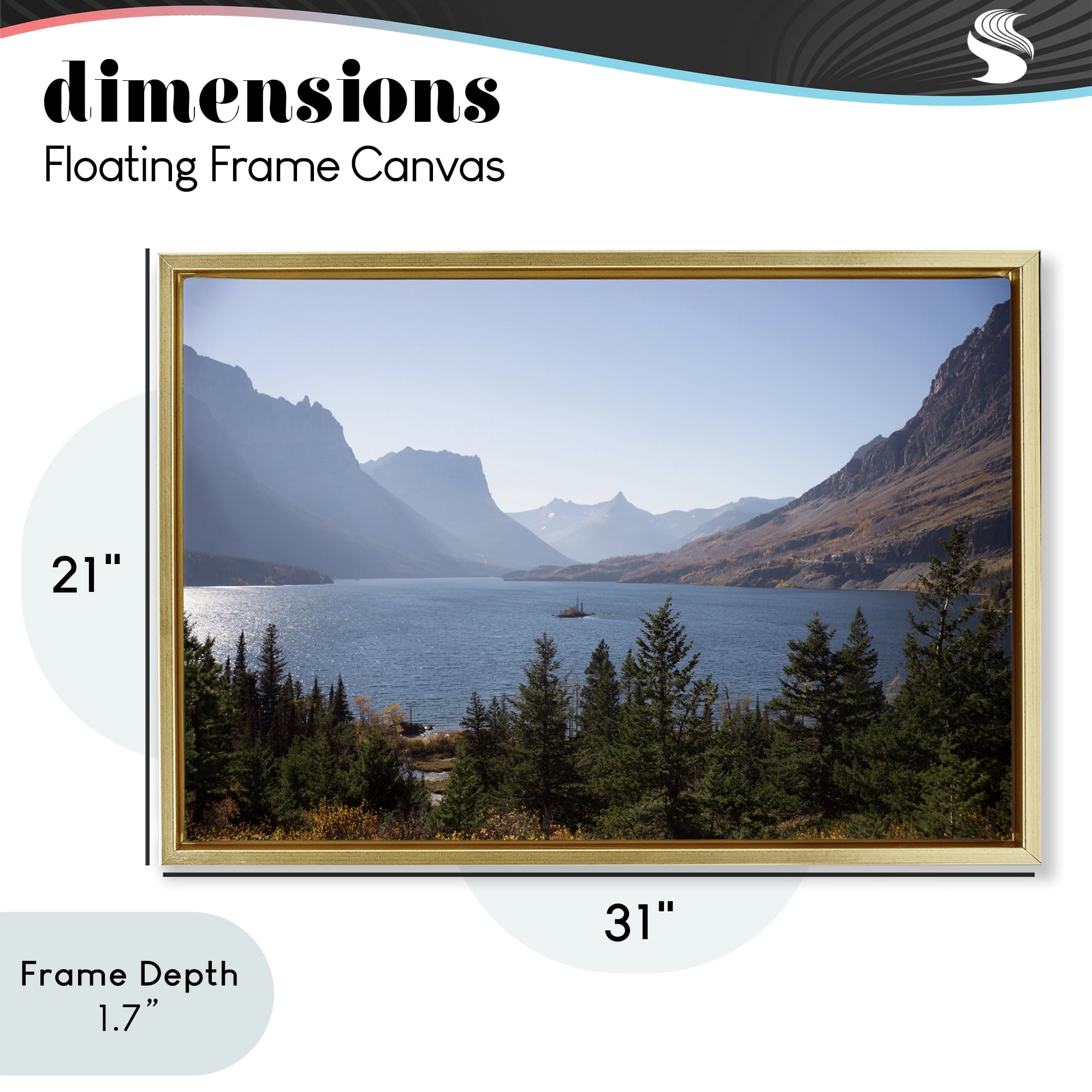 Stupell Industries Cliffs Overlooking Lake Gold Framed Floater Canvas Wall Art, design by Carol Robinson