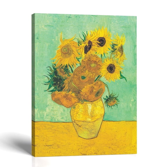 Van Gogh Sunflowers Canvas Wall Art, Botanical Floral Print