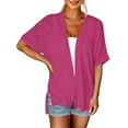 thumbnail image 2 of ZJXFGS Cardigan Sweaters for Women 2025 Summer Lightweight Short Sleeve Cardigans for Women Front Open Cover Ups Cardigans for Women Trendy Hot Pink XL, 2 of 8
