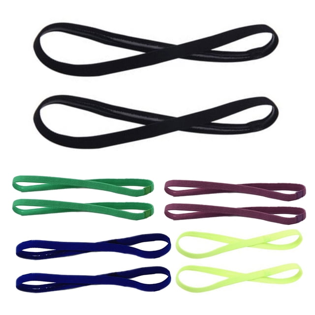 Lubelski 5Pcs Elastic Rope Candy Color Sports Yoga Headband Non-slip Hair Accessories