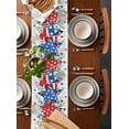 thumbnail image 2 of Table Runner Dresser Scarves 108 Inch Long,Independence Day Red Blue Star Poppy Linen Dining Table Runners Flower Green Leaves on Plaid Tabletop Scarf for Wedding Holiday Party Kitchen, 2 of 9
