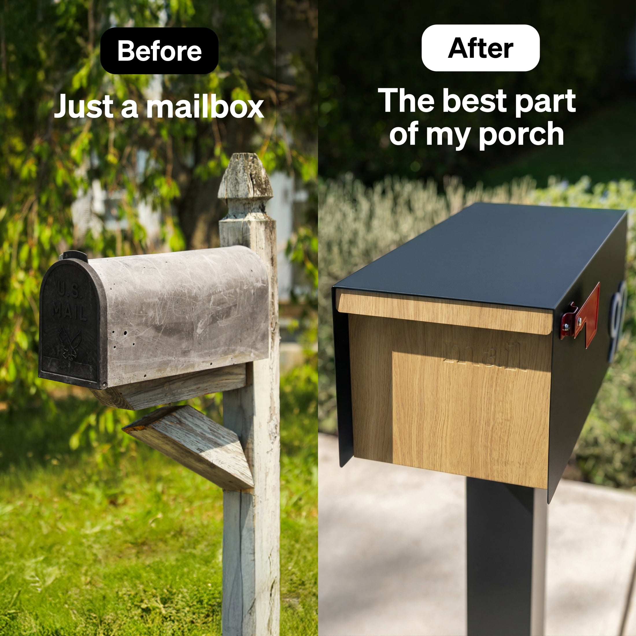 Adoorn Post Mount Mailbox | White Oak