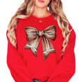 thumbnail image 4 of Football Coquette Bow Sweatshirt for Women and Teens Trendy Game Day Football Ribbon Pullover Red Sweatshirt Adult Medium, 4 of 4