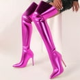 thumbnail image 6 of Boots for Women,Fashion Pointed Toe High Heel Over The Knee Boots With Back Zipper For Elegant Outings And,Knee High Boots Women,Hot Pink,8, 6 of 9