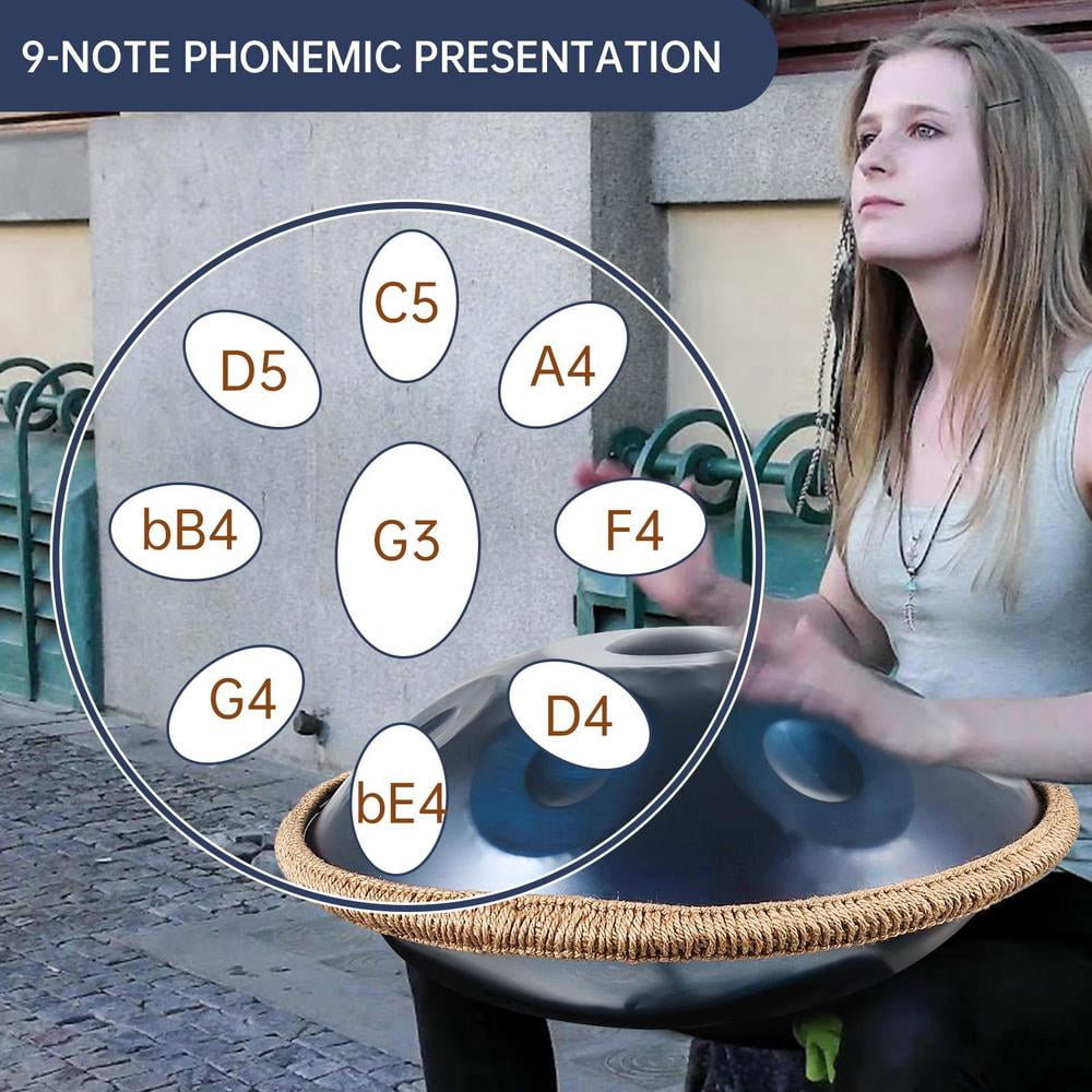 Professional 9-Note G Minor Handpan Drum, 18 Inch Steel Instrument for Meditation, Therapy, Live Shows