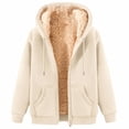 thumbnail image 4 of Unisex Fleece Hooded Winter Jacket Zip Up Warm Coat with Pockets Solid Color Casual Outerwear, 4 of 4