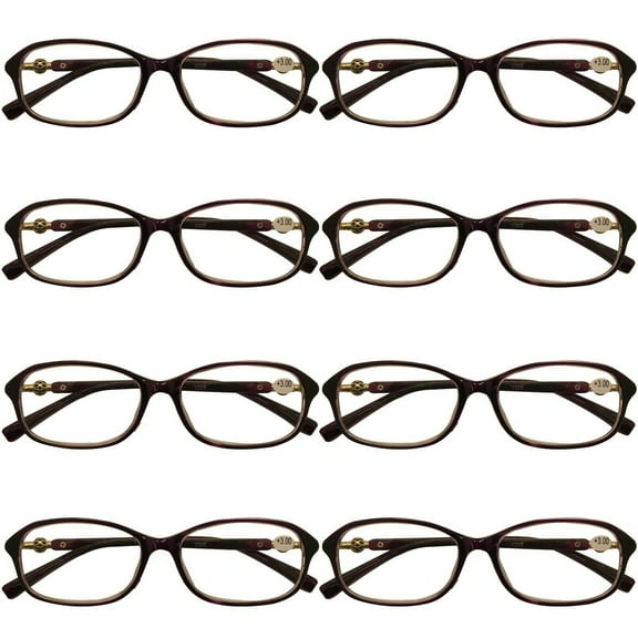 8 Packs Womens Oval Frame Reading Glasses Lightweight Classic Style Readers  1.00