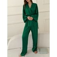 thumbnail image 5 of Womens Silk Satin Pajamas Set Solid Silky Pjs Robe Top with Pants Two Piece Sleepwear Soft Nightwear, 5 of 6