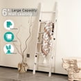 thumbnail image 4 of Blanket Ladder for The Living Room 6-Tier, Wooden Decorative Quilt Holder for Bed Room, Wall-Leaning Towel Rack for Bathroom，Rustic Farmhouse Ladders for Display. (White Wash), 4 of 13