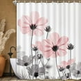 thumbnail image 2 of Unique Floral Pink Shower Curtain for Bathroom Decor, Pink and Grey Daisy Flower Elegant Wildflower Design Farmhouse Shower Curtains with Hooks Set, 71 X 84 Inches, 2 of 6