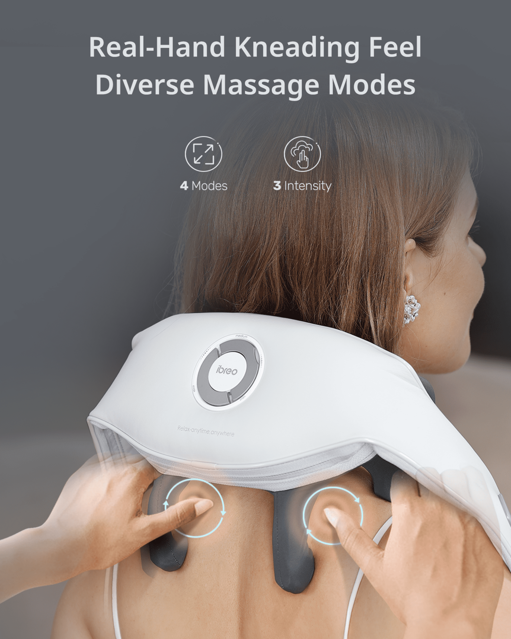 ibreo Cordless 6D Deep Tissue Kneading Shiatsu Neck & Shoulder Massager w/ Heat, Massage Head Adjustable, Lavender