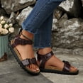 thumbnail image 2 of Dakaela Women's Cork Footbed Sandals Leather Comfortable Arch Support Slip on Summer Slides with Adjustable Ankle Buckles Size 8, 2 of 9