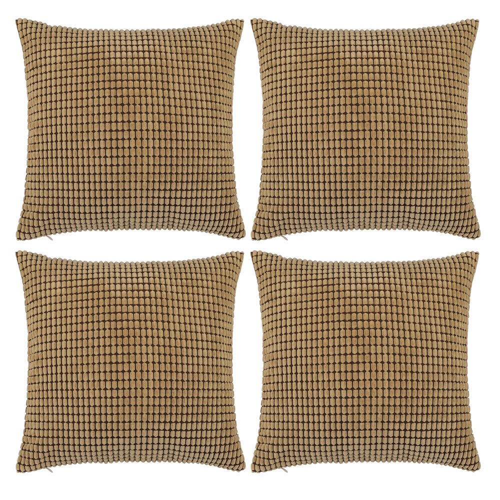 4pcs Decoratiove Throw Cushion Pillow Covers Light Brown 20"x20"