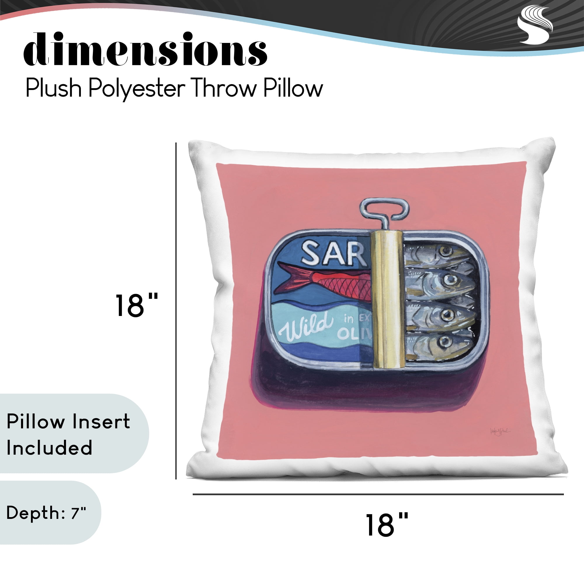 Stupell Industries Wild Sardines on Pink Decorative Printed Throw Pillow, design by Courtney Prahl
