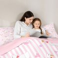 thumbnail image 4 of Manfei Cartoon Stripe Bow Twin Comforter Sets,Cute Floral Duck Bedding Set,Pink Reversible,2-Piece,1 Comforter and 1 Pillowcase, 4 of 7