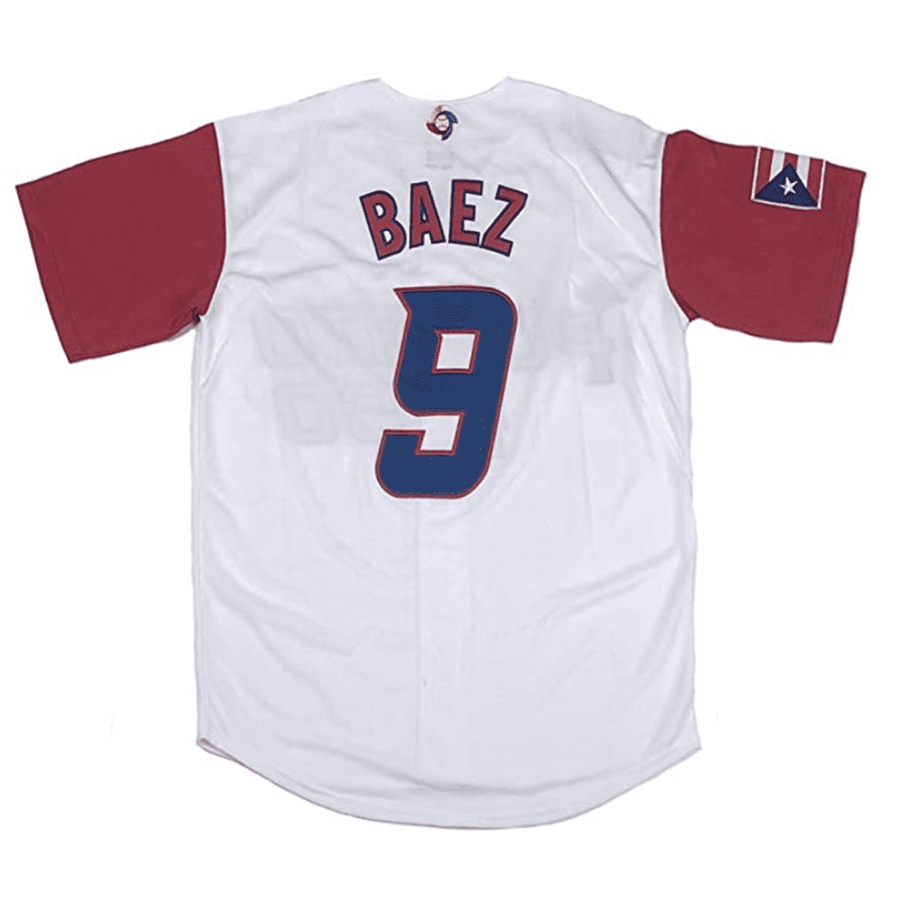Baez #9 Men's Baseball Jersey Puerto Rico World Game Classic Stitched Shirt  M 