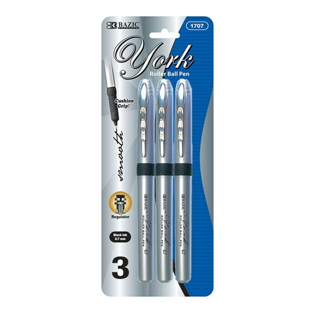 Bangkit BAZIC York Stylo Roller Jumbo Couleur Noire avec Poignée (3/Pack)