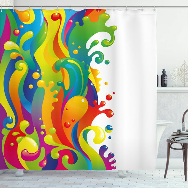 Fluid Rainbow Color Paint, How To Paint A Fabric Shower Curtain