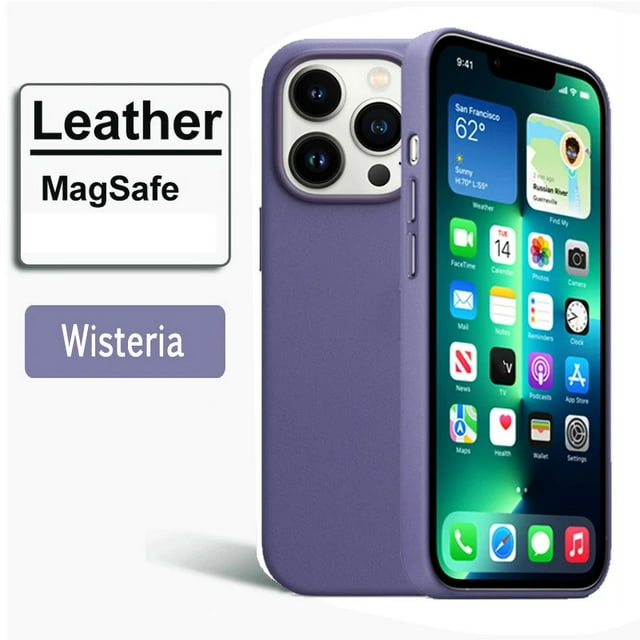Official MagSafe Leather Case for Apple iPhone 16 Pro Max 13 12 14 15 Plus Original Strong MacSafe Magnetic Cover Accessories Purple for iPhone 14 Plus